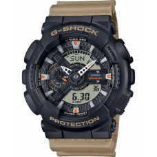 Casio G-Shock GA-110TU-1A5ER Ανδρικό Αναλογικό-Ψηφιακό Ρολόι Ρητίνης Μαύρο με Μπεζ Λουράκι, Χρονόμετρο 1/1000 και Αντοχή στο Νερό 200m